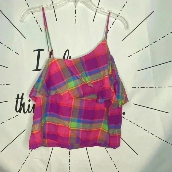 NWOT A New Day Linen Madras Plaid Asymmetrical Tank - Picture 4 of 5